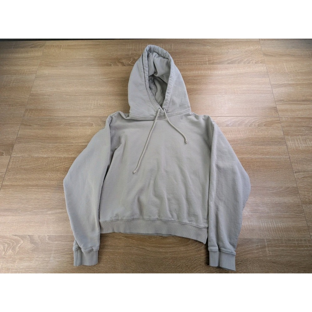 Good American Crop Hoodie Womens Size 2 Beige Pullover Sweatshirt
